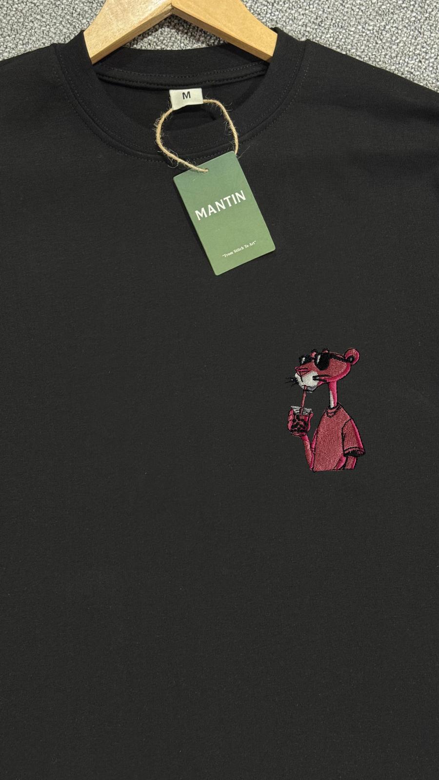 Siyah Uzun Kollu Basic Tshirt Pink Panther