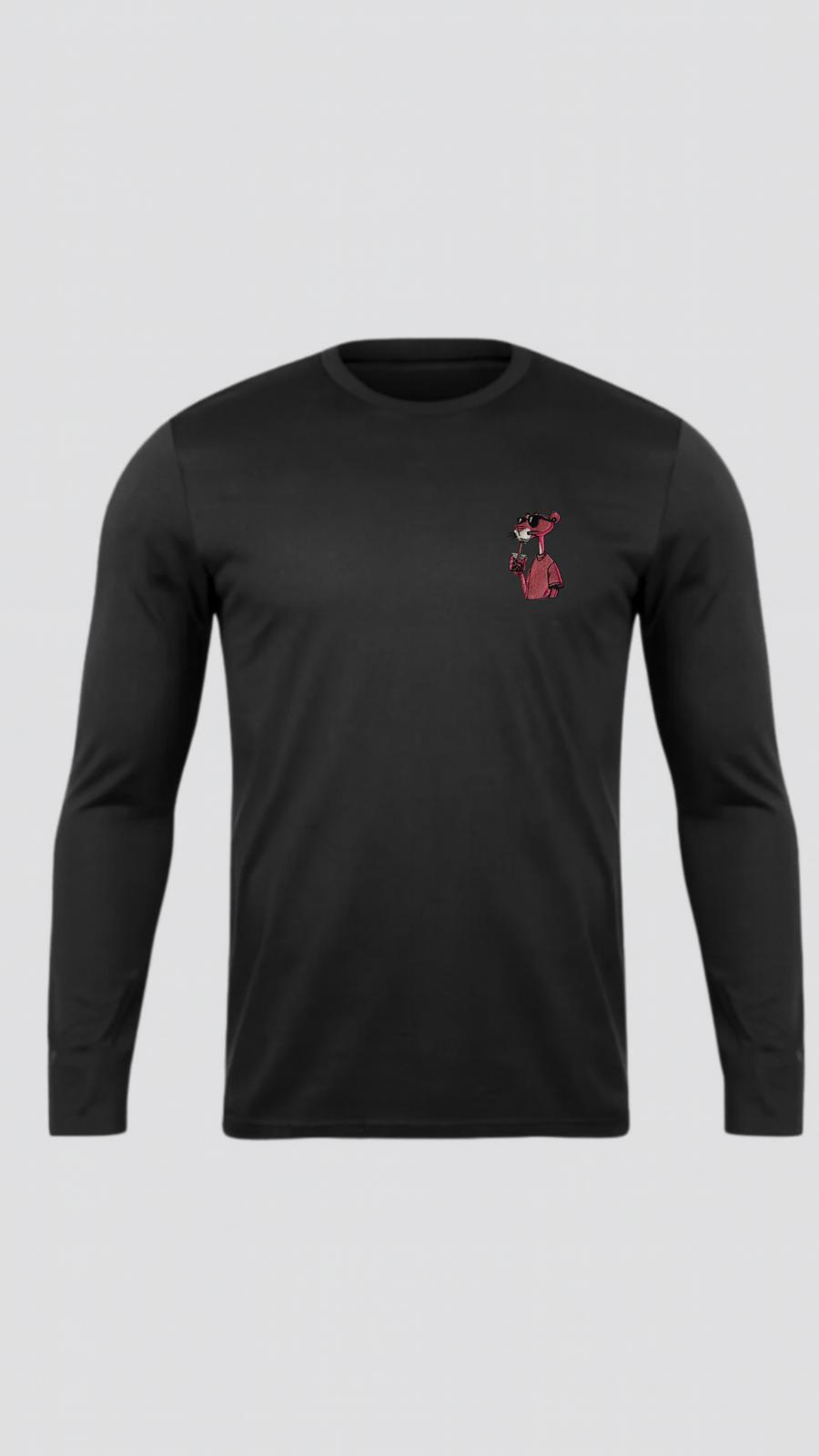 Siyah Uzun Kollu Basic Tshirt Pink Panther