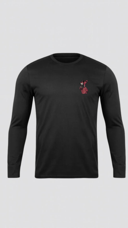 Siyah Uzun Kollu Basic Tshirt Pink Panther